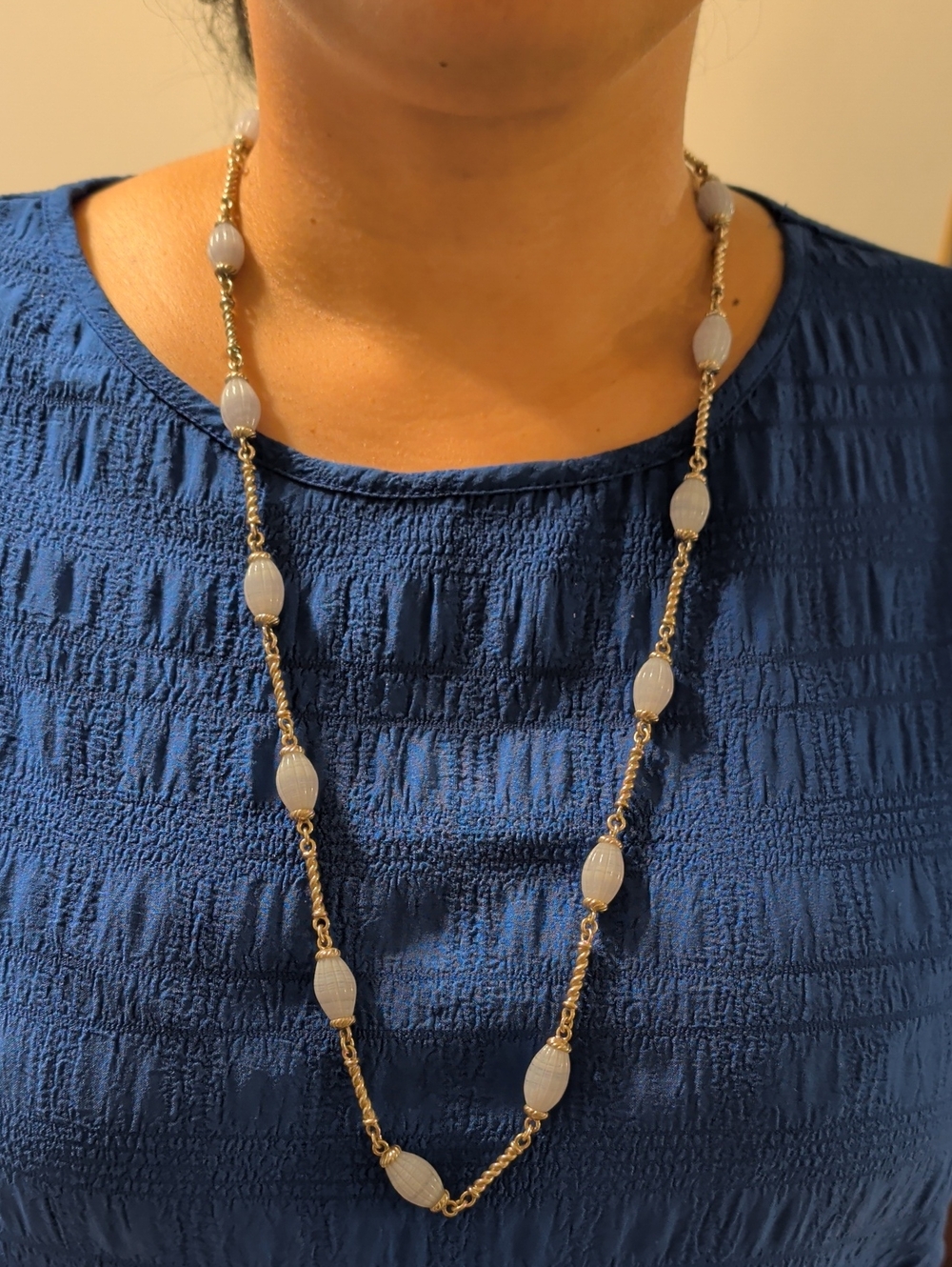Vintage Whitney Kelly 925 Sterling Silver Blue Lace Agate Toggle Necklace 32" - Picture 3 of 16